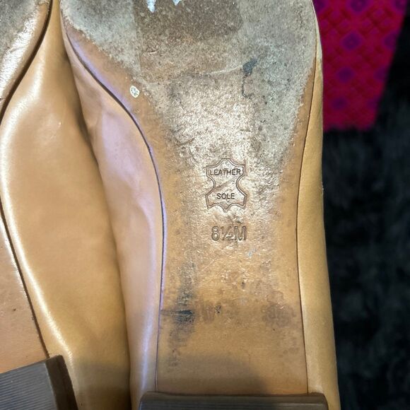TB TORY BURCH nude tan leather flats slip on shoes women’s 8.5 - Picture 3 of 8